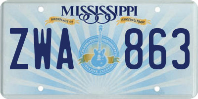 MS license plate ZWA863