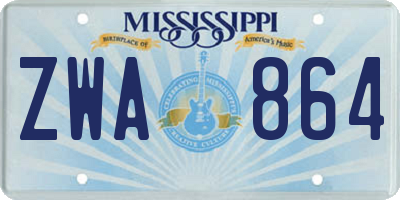 MS license plate ZWA864