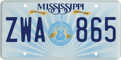 MS license plate ZWA865