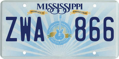 MS license plate ZWA866