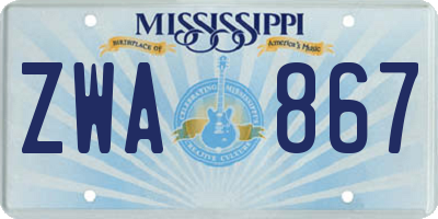 MS license plate ZWA867