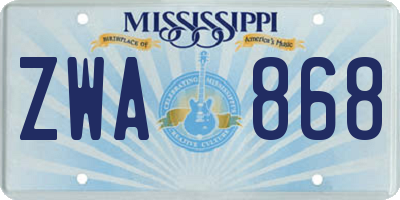 MS license plate ZWA868