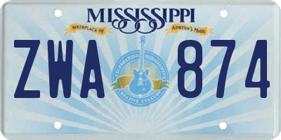 MS license plate ZWA874