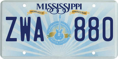 MS license plate ZWA880