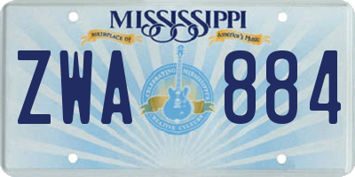 MS license plate ZWA884