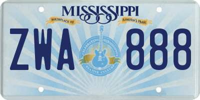 MS license plate ZWA888