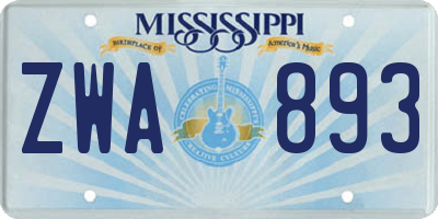 MS license plate ZWA893