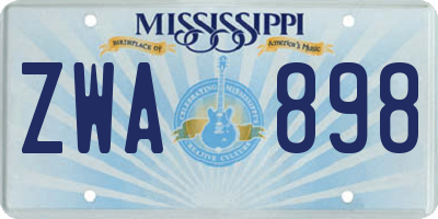 MS license plate ZWA898