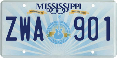 MS license plate ZWA901
