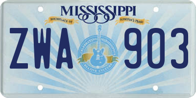 MS license plate ZWA903
