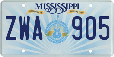 MS license plate ZWA905