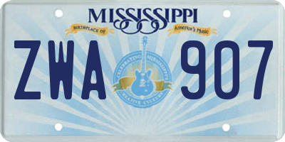 MS license plate ZWA907