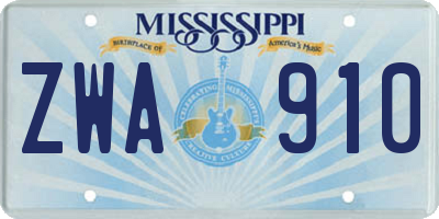 MS license plate ZWA910