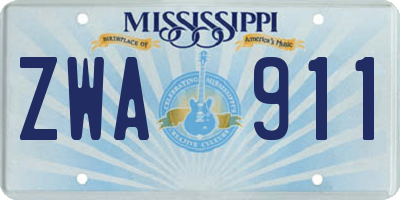 MS license plate ZWA911