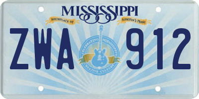 MS license plate ZWA912