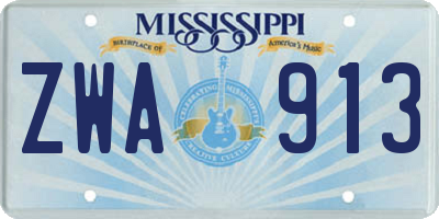 MS license plate ZWA913