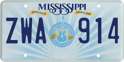 MS license plate ZWA914