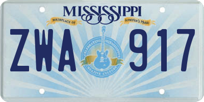 MS license plate ZWA917