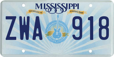 MS license plate ZWA918