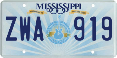 MS license plate ZWA919