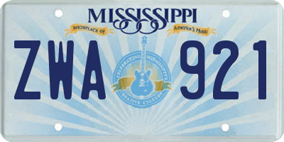 MS license plate ZWA921