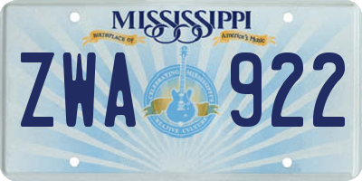 MS license plate ZWA922