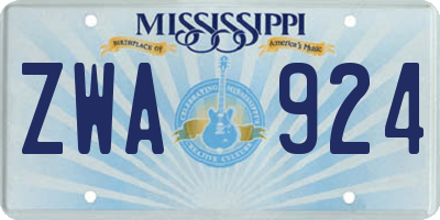 MS license plate ZWA924