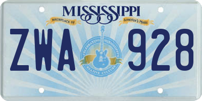 MS license plate ZWA928