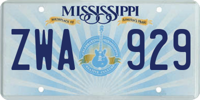 MS license plate ZWA929