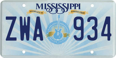 MS license plate ZWA934