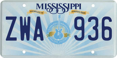 MS license plate ZWA936