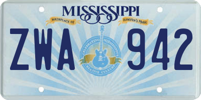 MS license plate ZWA942