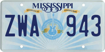 MS license plate ZWA943
