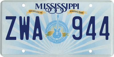 MS license plate ZWA944