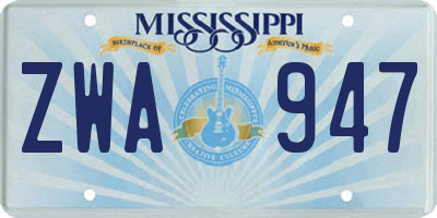 MS license plate ZWA947
