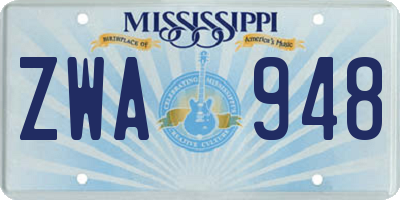 MS license plate ZWA948