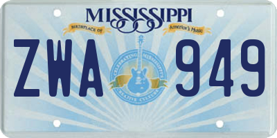MS license plate ZWA949