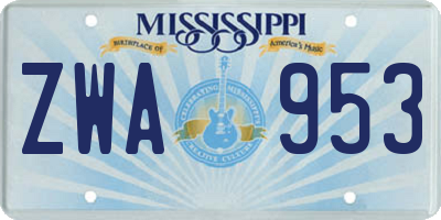 MS license plate ZWA953