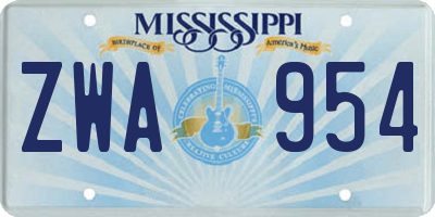 MS license plate ZWA954