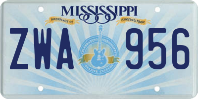MS license plate ZWA956