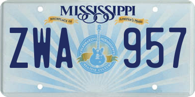 MS license plate ZWA957