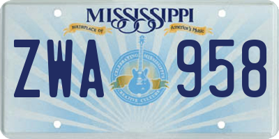 MS license plate ZWA958