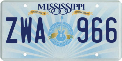 MS license plate ZWA966
