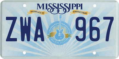 MS license plate ZWA967