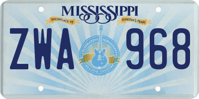 MS license plate ZWA968