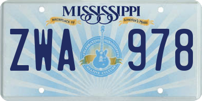 MS license plate ZWA978