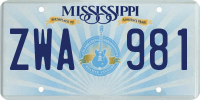MS license plate ZWA981