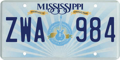 MS license plate ZWA984