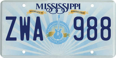 MS license plate ZWA988