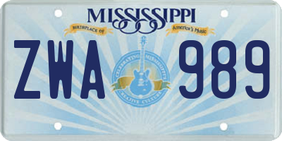 MS license plate ZWA989